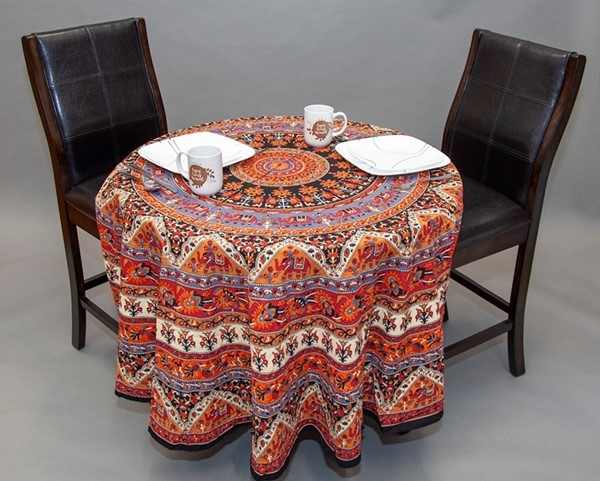 India Arts Round Tablecloth W/ Crochet Border TC410-01