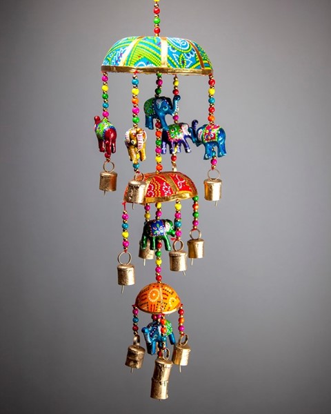 Wood Elephant Wind Chime W/ Bells TS711
