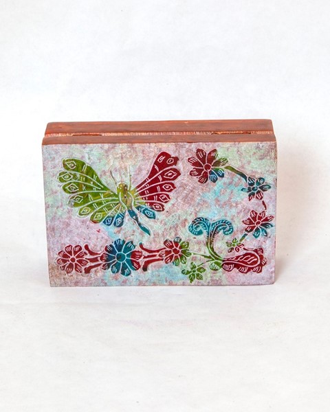 India Arts Tie Dye Soapstone Box With Dragonfly JL523