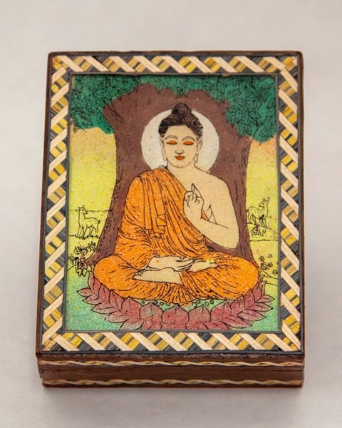 India Arts Wood Buddha Box W/ Stone Inlay JL427