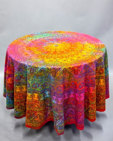 India Arts Tie Dye Elephant Design Tablecloth TC110-05