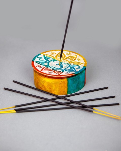 India Arts OM Soapstone Incense Burner Box JL961