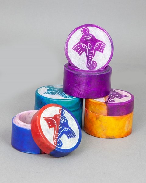 India Arts Colored Soapstone Ganesha Box Set JL962