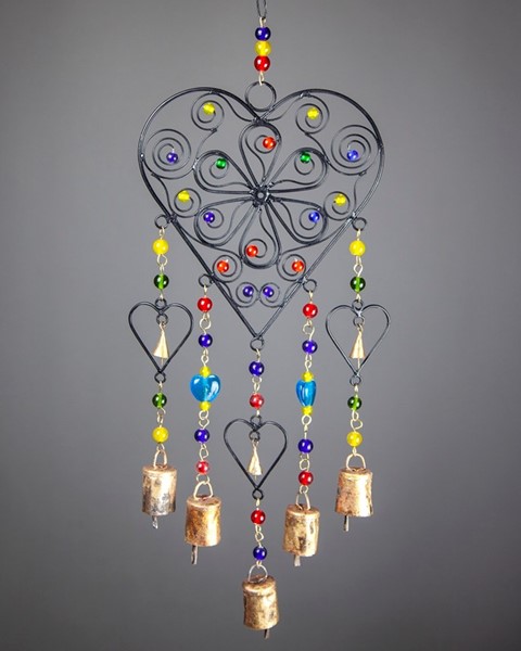 Beaded Heart Wind Chime TS823
