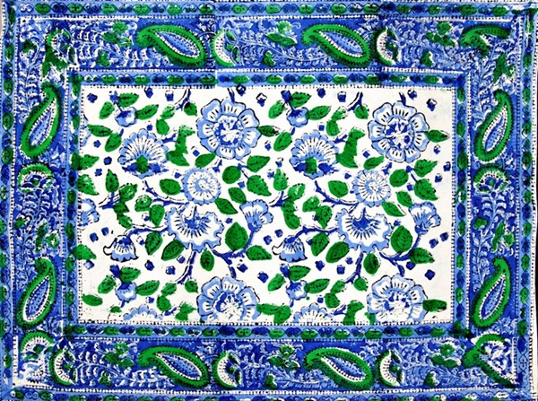 India Arts Handblocked Floral Place Mat TM103-01