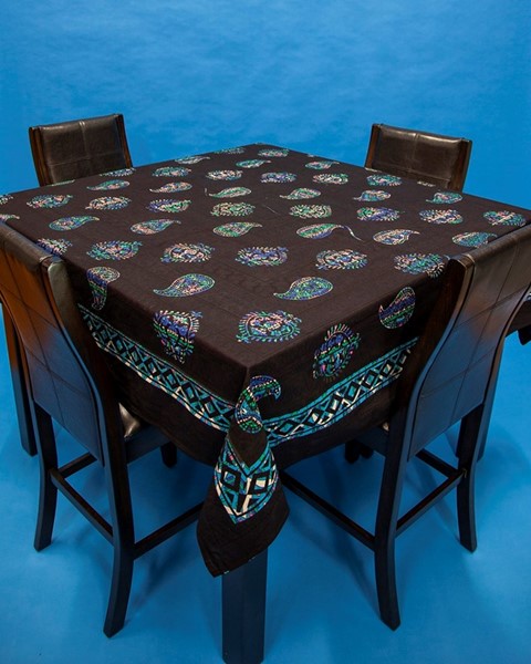 India Arts Square Overprint Paisley Tablecloth TC387-01
