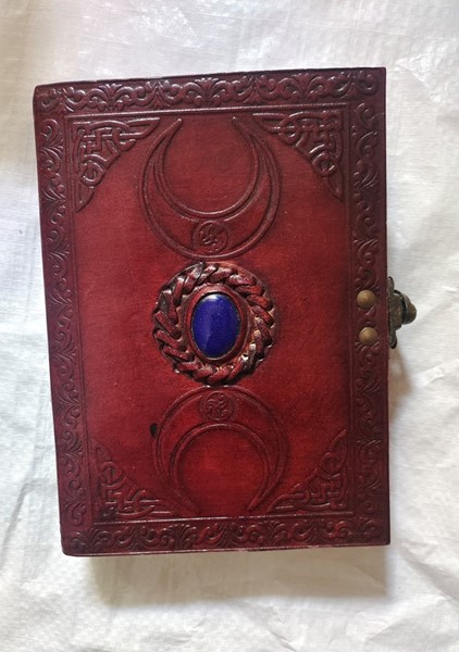 India Arts Triple Moon Leather Journal W/ Stone PM173