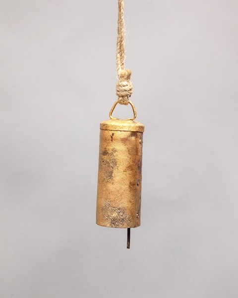 India Arts 4 Inch Tin Bell With Jute Cord TL072