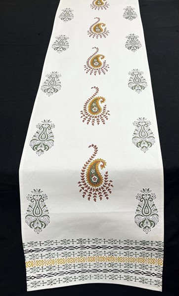 India Arts Handblocked Paisley Table Runner TR435-02