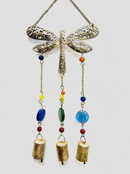 Iron Dragonfly Chime W/ Beads TS889